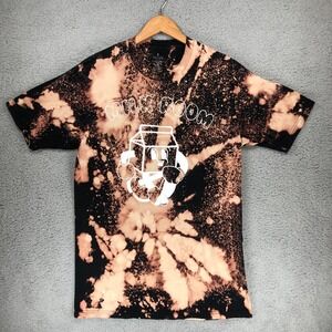 Stafford Milk Room Bleach Wash Graphic T-Shirt Black Orange Mens Medium